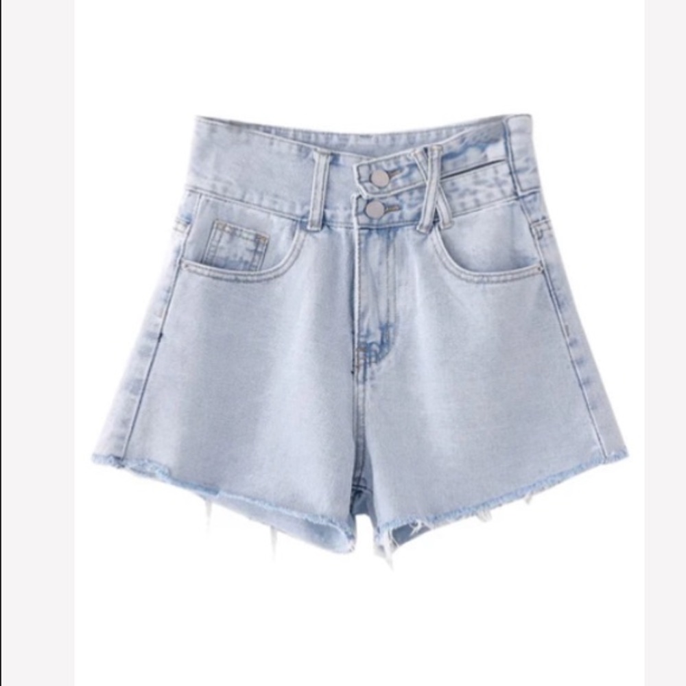 High waisted denim cut off shorts